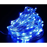 Xmas гірлянд 100 Led10m на мідному дроті (Крапля роси) B Синя від батарейок + USB