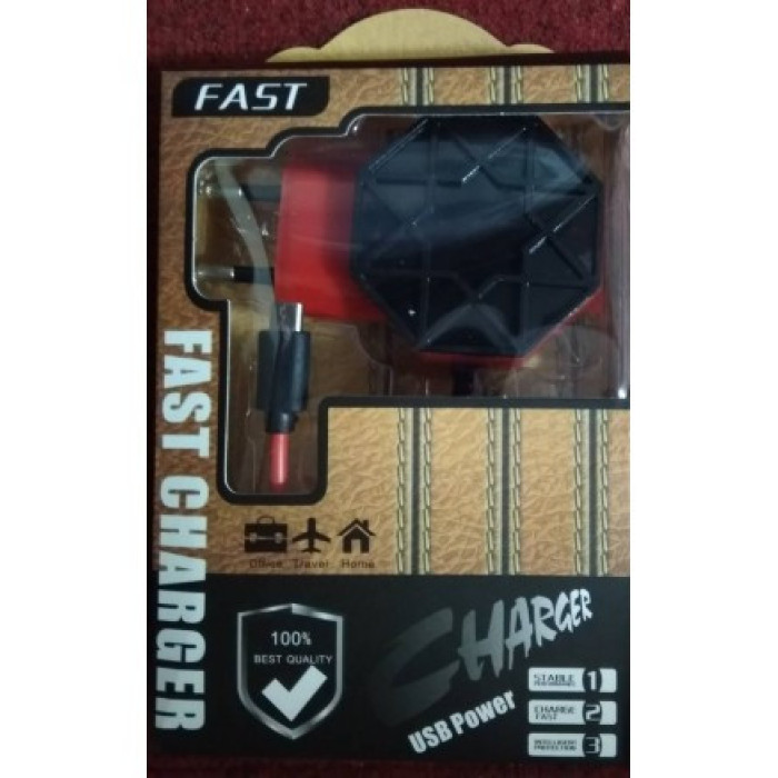 ЗЗП адаптер 220 V 2 USB + Micro FAST CHARGER круглий