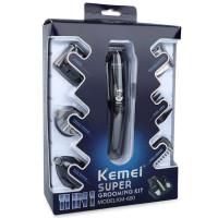 Машинка для стрижки волос Kemei KM-600, набор из 11 насадок и подставки