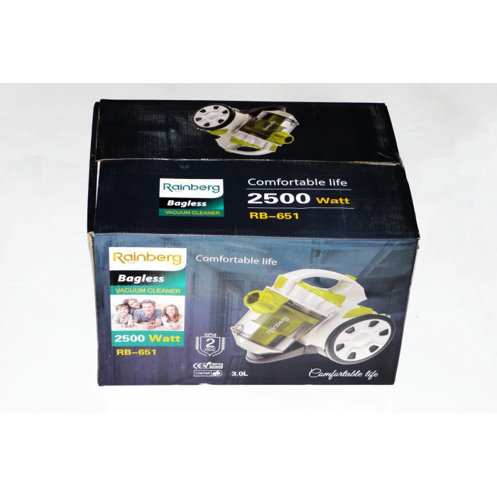 Пилосос колбовий, циклонний Rainberg RB-651TB 2500 W 3,0 л з турбощіткою