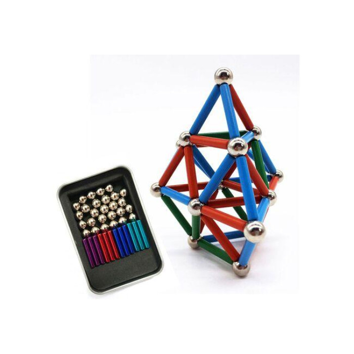 Магнітний конструктор Neo MIX COLOR 36 шт. магнітні палички та 28 шт. сталеві кульки