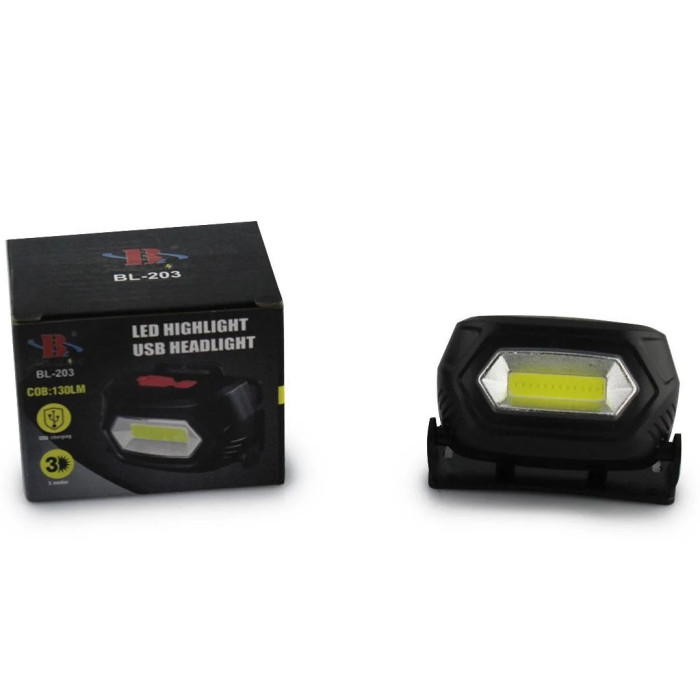 Налобний ліхтар BL 203 COB USB CHARGE