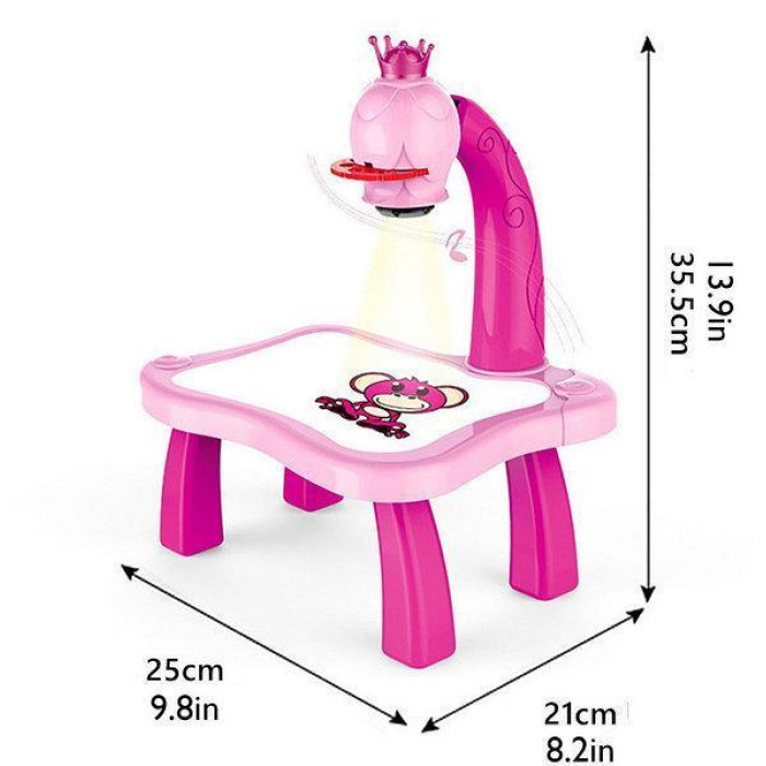 Дитячий стіл для малювання Rrojector Painting зі світлодіодною підсвіткою (рожевий)