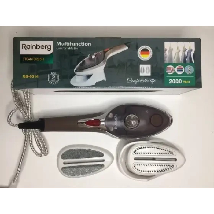 Ручний відпарювач для одягу з двома змінними насадками Rainberg RB-6314 2000 Вт