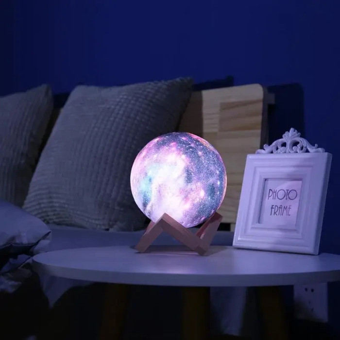 Светильник+ночник аккумуляторный 3D Moon Lamp Космос 15 см с пультом 16 цветов свечения