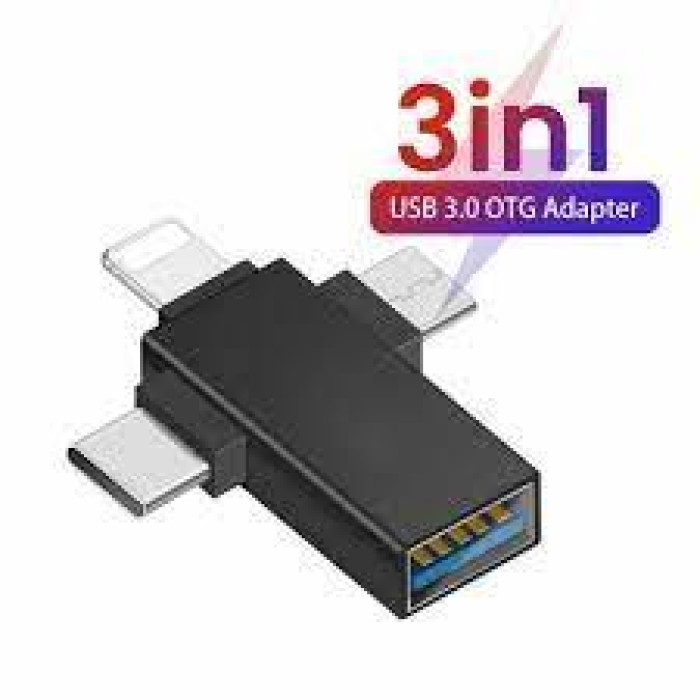 Адаптер OTG USB на Type-C+Micro+iPhone (3в1) SX-39