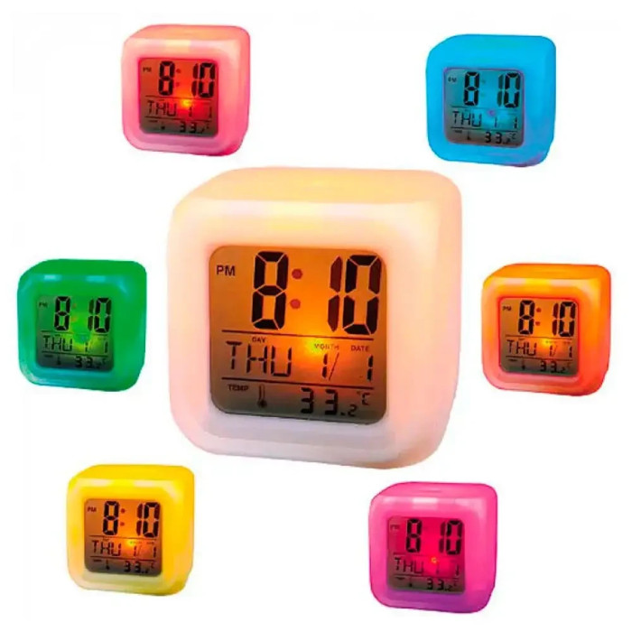 Годинник-будильник 7-колірний AND HA-169