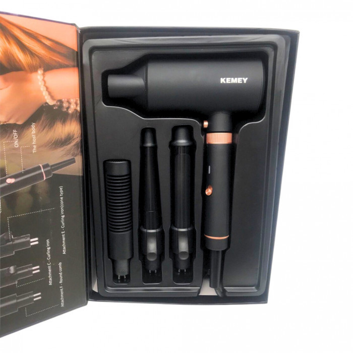 Фен для волосся Kemei KM-9203 4 насадки