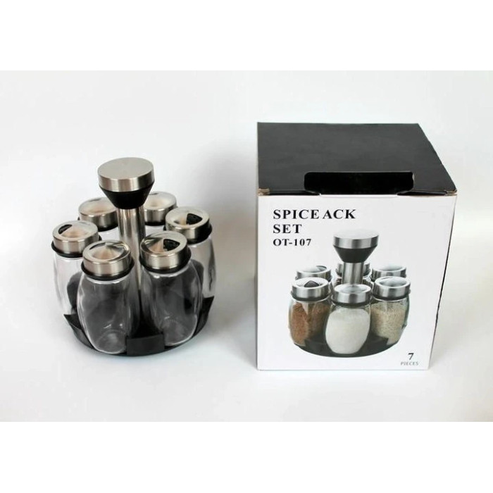 Набір для спецій на підставці на 7 предметів Spice Rack LK202307-28 (М'ята коробка)
