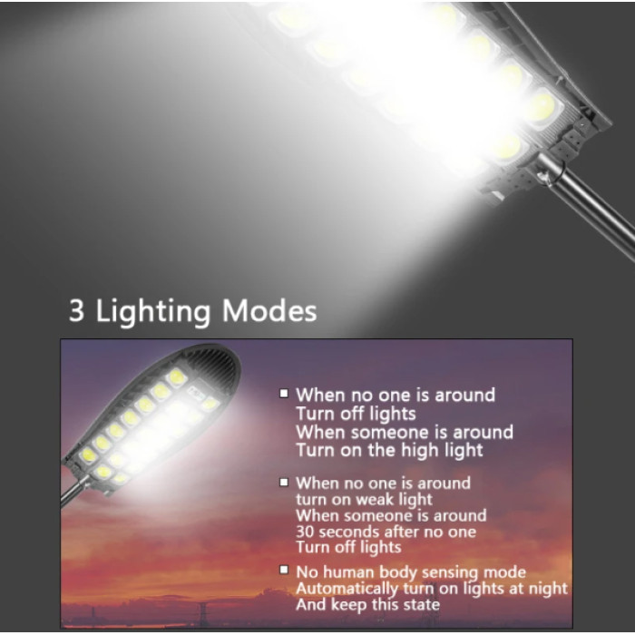 Вуличний ліхтар на стовп із сонячною панеллю W7102B-3