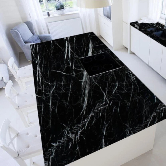 Самоклейна плівка під мармур, 2 м х 60 см (Чорний)