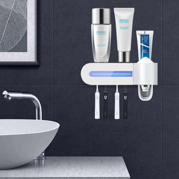 Диспенсер для пасти та щіток зі стерилізатором Toothbrush sterilizer holder AND LY-575