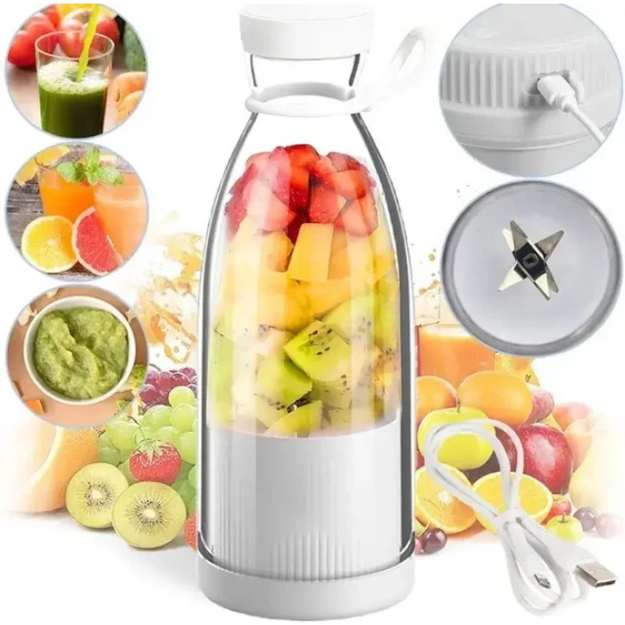 Акумуляторний блендер-пляшка для смузі Mini Juicer 380 мл