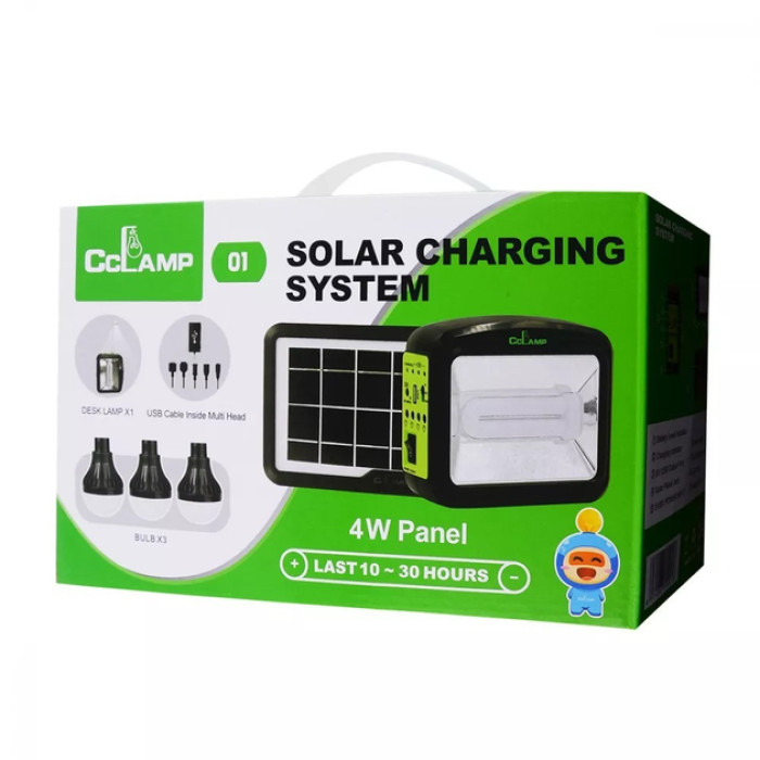 Фонарь CL-01 Power Bank (6000mAh) с солнечной панелью + лампочки 3шт 6W 3.7V