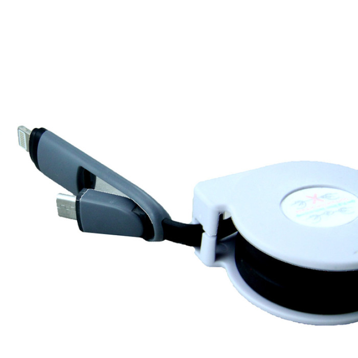 Шнур для мобільного pull push 2in1 (Кабель «равлик».)