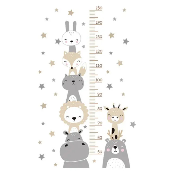 Зростомір наклейка "Веселі тварини" на стіну в дитячу кімнату MAC-53