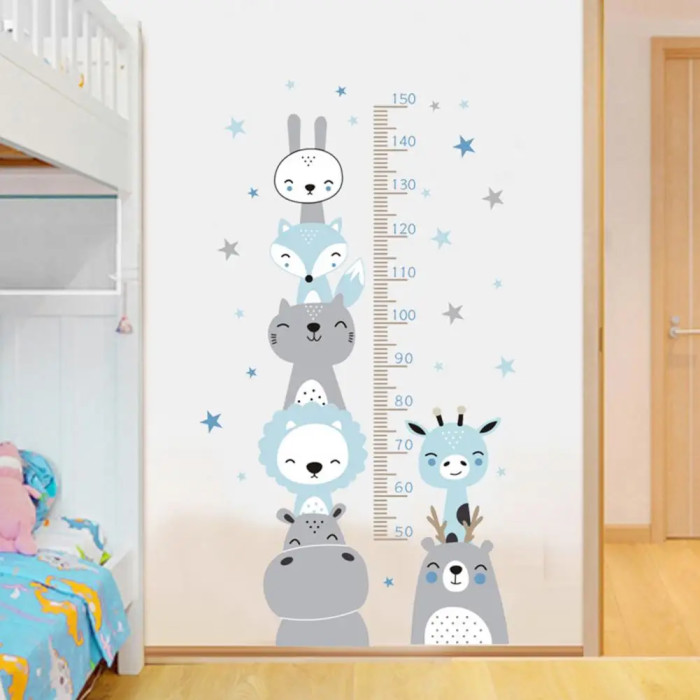 Зростомір наклейка "Веселі тварини" на стіну в дитячу кімнату MAC-53