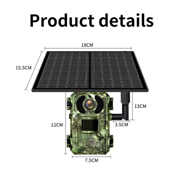 Мисливська камера нічного бачення на сонячній батареї з датчиком руху 4G AND A8-T31