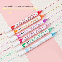 Набір із 6 спец маркерів Kawaii Flowers Line Shaped Highlighter Pens двосторонні