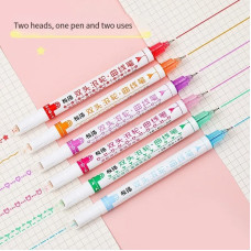 Набір із 6 спец маркерів Kawaii Flowers Line Shaped Highlighter Pens двосторонні