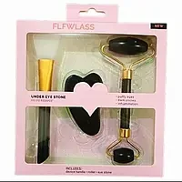 Нефритовый роллер для лица из натурального нефрита + Гуаша и Кисточка 3в1