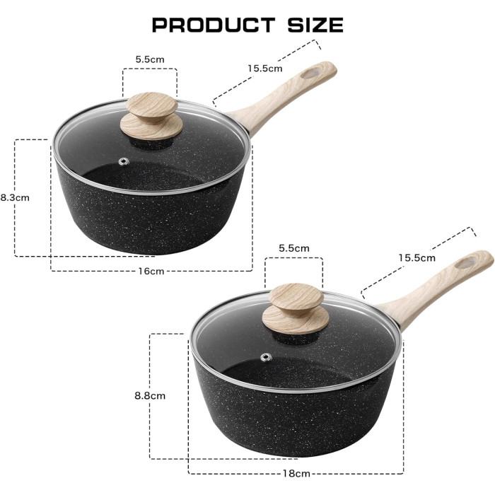 Набір сотейників з антипригарним покриттям 18-20 см 1,5-2 л RB-775