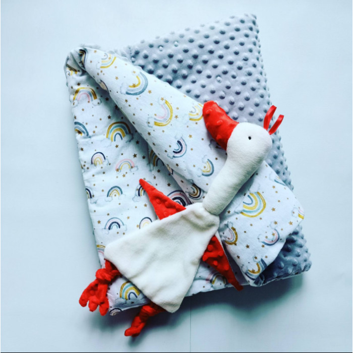 Тепла дитяча ковдра з поєднанням плюшу 100*80 см