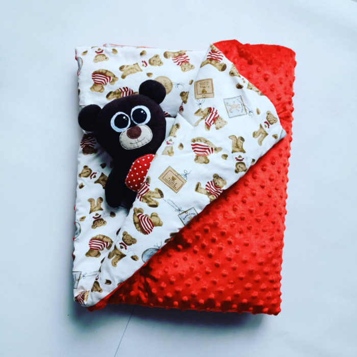 Тепла дитяча ковдра з поєднанням плюшу 100*80 см