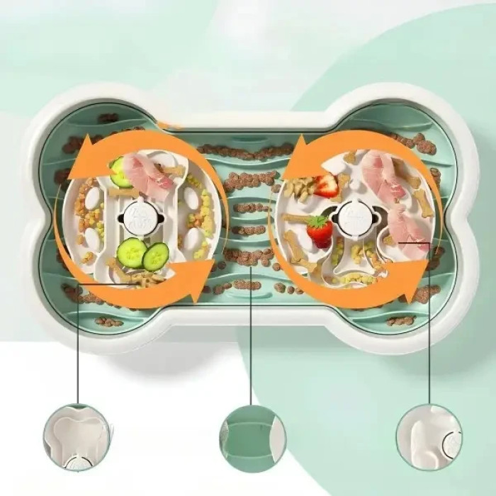 Миска для годування собак у формі кісточки та із силіконовим килимком Henry&Cary