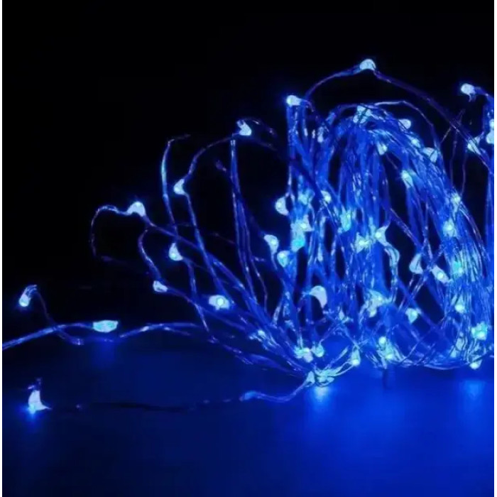 Xmas гірлянд 30 Led 3M на мідному дроті (Крапля роси) синя від батарейок + USB
