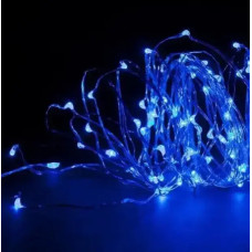 Xmas гірлянд 50 Led 5M на мідному дроті (Крапля роси) Blue працює від батарейок + USB
