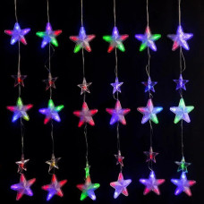 XMAS Гірлянда штора Зірепад 60L на мідний пров 3M*90CM Мультиколірна