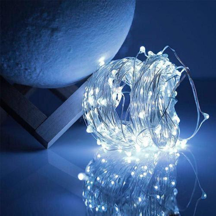 Гірлянда мідний дріт 10 м на батарейках/або біле світло