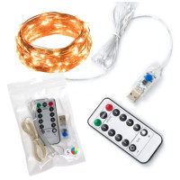 Гірлянда мідний дріт 5 м на USB + пульт (Теплий білий)