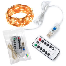 Гірлянда мідний дріт 5 м на USB + пульт (Теплий білий)