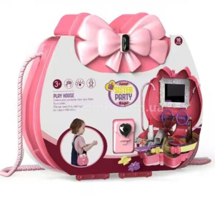 Дитячий косметичний набір сумка для макіяжу з дзеркалом Kids Pretend Toy Bag