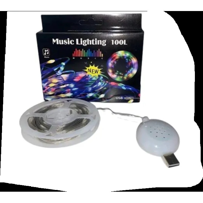 Гірлянда музична 100LED від USB 10 метрів SF-3 Теплий і SF-4 RGB