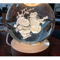 Хрустальный декоративный шар "Дед Мороз и Снеговик" от USB ball HA-82 8см