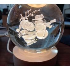 Кришталева декоративна куля "Дід Мороз і Сніговик" від USB ball HA-82 8 см
