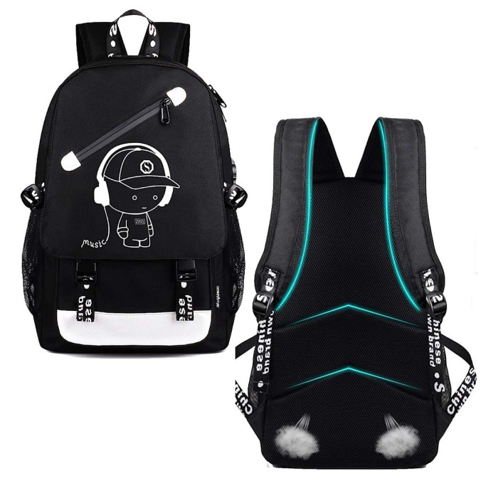 Рюкзак Music с USB светящийся в темноте