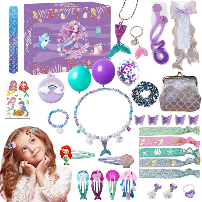 Подарунковий адвент-календар "Русалонька", набір біжутерії й аксесуарів для дівчинки