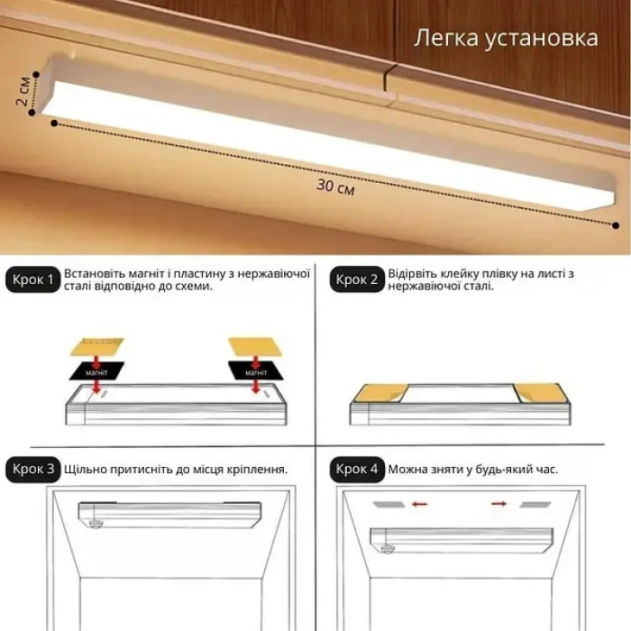 Беспроводная электронная подсветка с датчиком движения Cabinet light 30 см