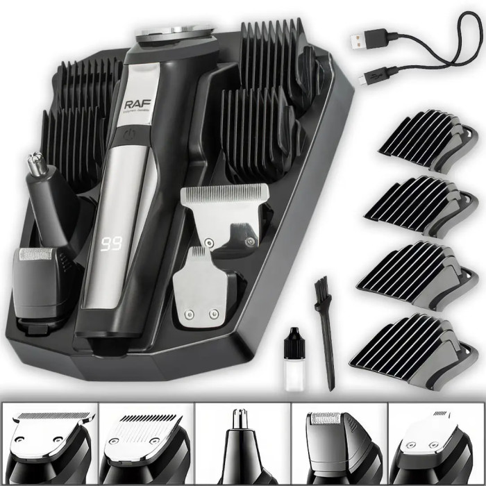 Аккумуляторная машинка для стрижки с насадками RAF R.4020
