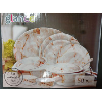 Набор посуды 50 предметов Мрамор (Прочный пластик)