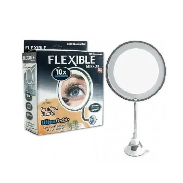 Гибкое зеркало на присоске с LED подсветкой Ultra Flexible mirror с увеличением 10Х