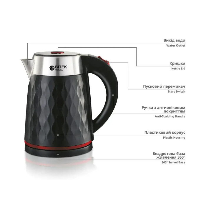 Чайник электрический 2л 2000Вт BITEK BT-7931