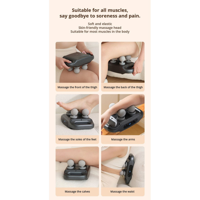 Перкуссионный массажер 4 головки fascia guns mixed colors ANDLY-672