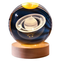 Декоративный 3D ночник Шар 8см «Планета Сатурн» теплый LED