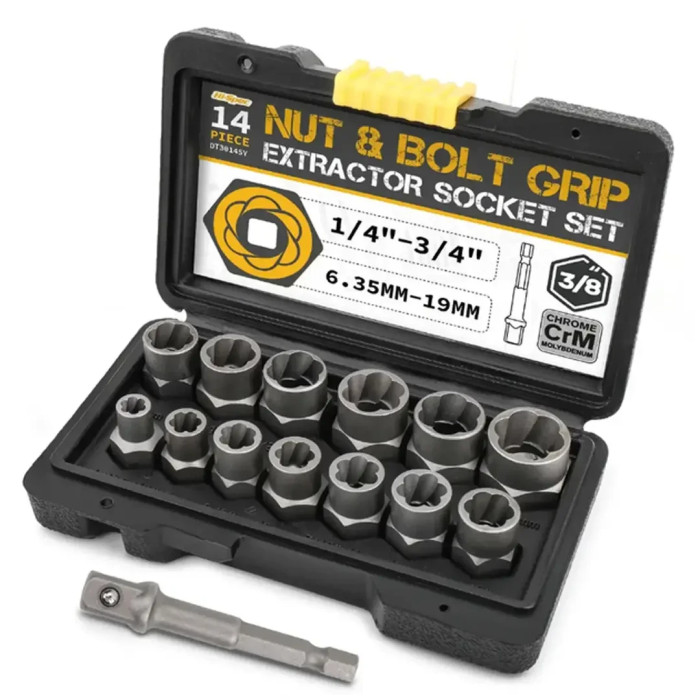 Набір інструментів для видалення ударних болтів і гайок, 14 шт. Nut extractor AND ES-14
