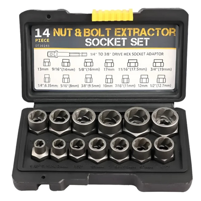 Набір інструментів для видалення ударних болтів і гайок, 14 шт. Nut extractor AND ES-14